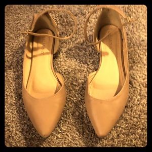 Nude Pointed Toe Mary Jane Flats